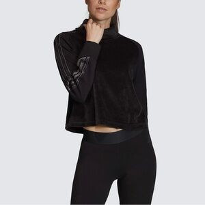 adidas Sport ID Long Sleeve Tee Black MD XS Black Funnel Neckline Velvet Feel